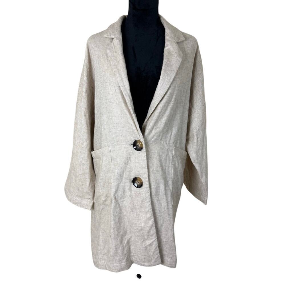 ZARA Women's Linen Blend Button Up Oversized Coat - S
